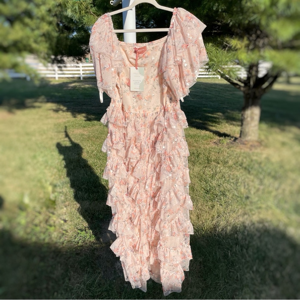 JessaKae Blush Floral Ruffle Maxi Dress - Picture 2 of 5